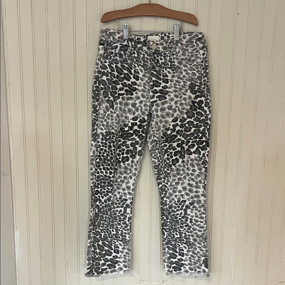 MOTHER Monochrome Leopard Print Ankle Jeans